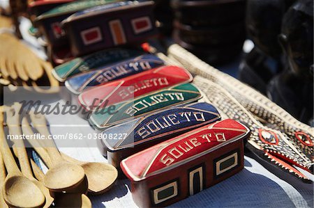 Carved wooden souvenirs, Soweto, Johannesburg, Gauteng, South Africa