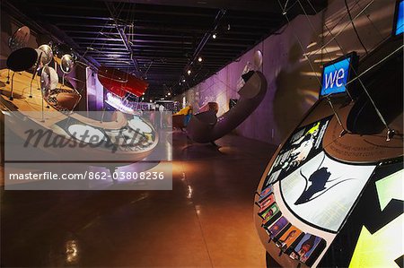 People looking at displays inside Maropeng Visitors Centre, Cradle of Humankind, (UNESCO World Heritage Site), Gauteng, South Africa