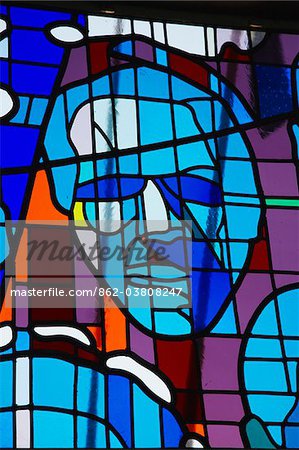 Vitrail, Regina Mundi Catholique église (scène du soulèvement de Soweto), Soweto, Johannesburg, Gauteng, Afrique du Sud Vitrail, Regina Mundi Catholique église (scène du soulèvement de Soweto), Soweto, Johannesburg, Gauteng, Afrique du Sud
