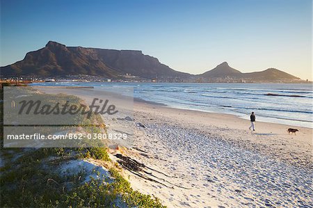 View of Table Mountain from Milnerton beach, Cape Town, Western Cape, South Africa