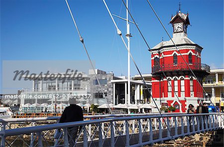 People crossing footbridge at Victoria and Alfred Waterfront, Cape Town, Western Cape, South Africa