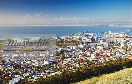 Vue du Green Point Stadium et Victoria et Alfred Waterfront, Cape Town, Western Cape, Afrique du Sud