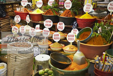 Épices indiennes au marché de Victoria Street, Durban, KwaZulu-Natal, Afrique du Sud