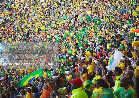 Fußball-Fans feiern beim World Cup übereinstimmen, Port Elizabeth, Ostkap, Südafrika