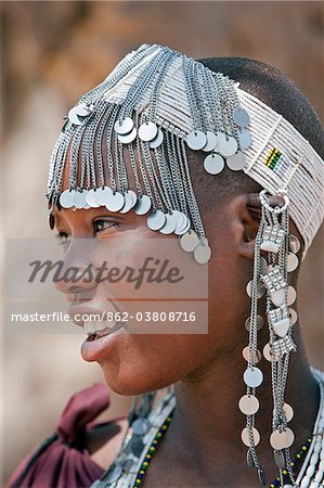 A Maasai girl from the Kisongo clan wearing an attractive beaded headband.