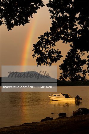 Rainbow and Motorboat, Vava'u, Kingdom of Tonga