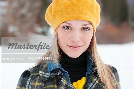 Femme au port jaune Beret, Frisco, Summit County, Colorado, Etats-Unis