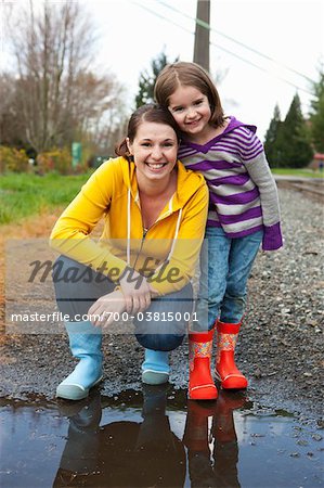 Mère et fille porter Rain Boots