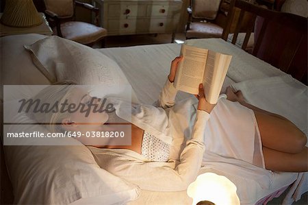 Girl reading in bed