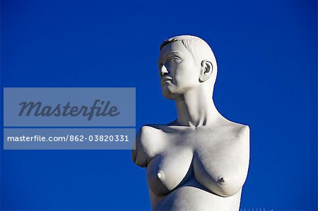 The controversial sculpture Alison Lapper Pregnant by Mark Quinn inf Trafalgar Square, London.