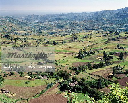 Riche en agriculture pays sur un plateau d'altitude au nord de Debre Sina. L'Ethiopie est un pays de vastes horizons et paysages spectaculaires. Chaque centimètre de terre fertile est cultivée à la main pour nourrir la population de plus de 60 millions de Ethiopias.L'agriculture constitue le fond de l'économie du pays avec 90 pour cent de sa population de gagner sa vie de la terre.