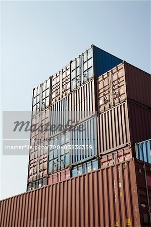 Stack of Shipping Containers at Dockyard