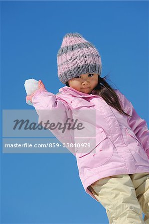 Small Girl Throwing Snowball