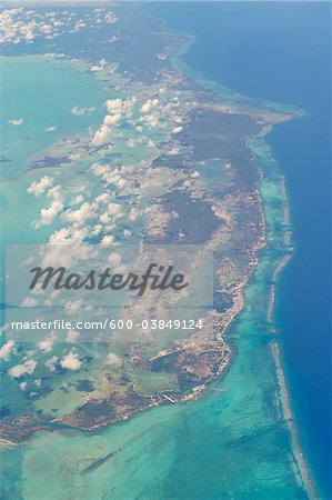 Aerial View of Coastline, San Pedro and Caribbean Sea, Belize