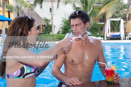 Couple, Reef Playacar Resort and Spa Hotel, Playa del Carmen, Quintana Roo, Yucatan Peninsula, Mexico