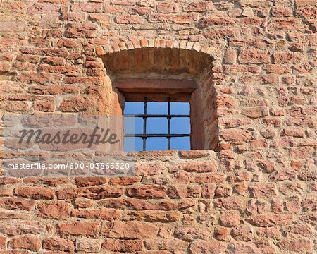 Mur de grès et de fenêtre, Wertheim, Bade-Wurtemberg, Allemagne