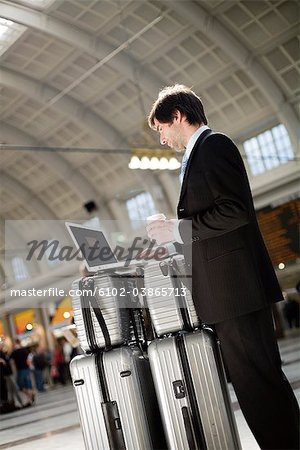 A businessman using his laptop, Stockholm, Sweden.