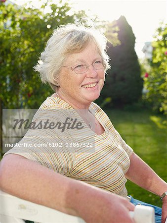 Portrait of a smiling elderly woman, Sweden.