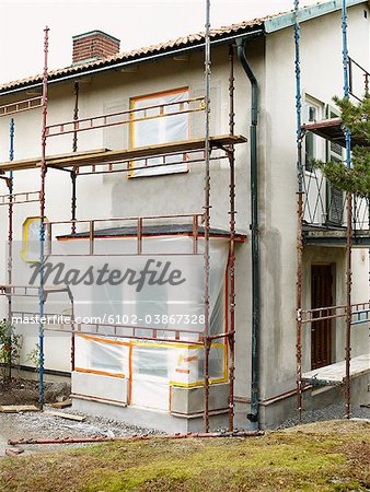 Renovation of the front of a house, Stockholm, Sweden.