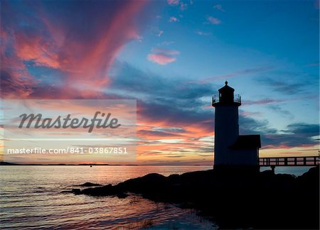 Silhouette der Annisquam Leuchtturm bei Sonnenuntergang, Annisquam in der Nähe von Rockport, Massachusetts, New England, Vereinigte Staaten von Amerika, Nordamerika