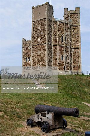 Orford Castle with its unique polygonal tower keep, dating from the 12th century, Orford, Suffolk, England, United Kingdom, Europe