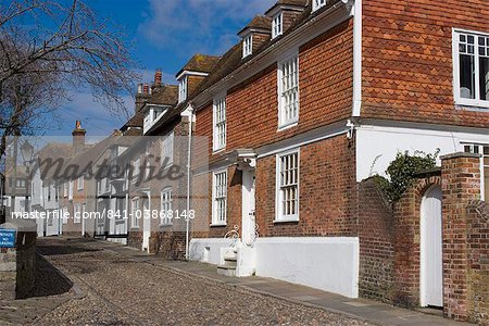 Typical street, next to St. Mary's Church, Rye, East Sussex, England, United Kingdom, Europe