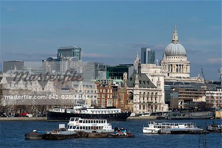View from Waterloo Bridge overlooking the Thames and the City, including St. Paul's Cathedral, London, England, United Kingdom, Europe