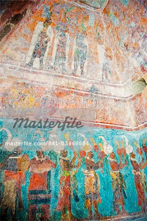 Murals at Bonampak Mayan ruins, Chiapas state, Mexico, North America