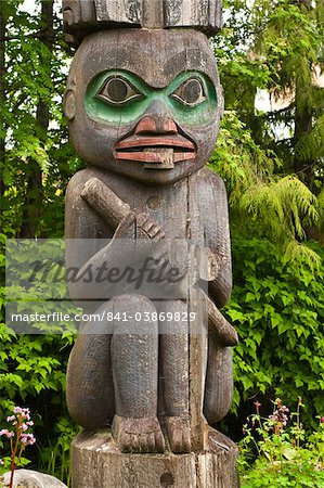 Totem at Kiksetti Totem Park, Wrangell, Southeast Alaska, United States of America, North America