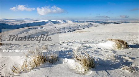 Snow scenes on the mountain slopes of Pen y Fan, Brecon Beacons National Park, Powys, Wales, United Kingdom, Europe