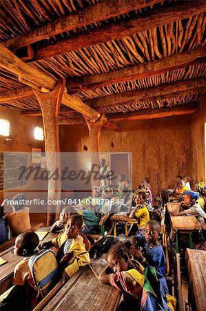 Village school, Youga-Na, Dogon area, Mali, West Africa, Africa