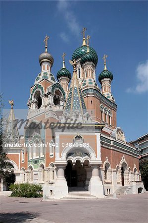 The Russian Orthodox Cathedral (Eglise Russe) (Catedrale Saint Nicolas), the largest Russian Orthodox cathedral outside Russia, Nice, Alpes Maritimes, Provence, France, Europe
