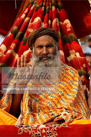 Procession de Sadhu pendant Haridwar Kumbh Mela, Haridwar, Uttarakhand, Inde, Asie