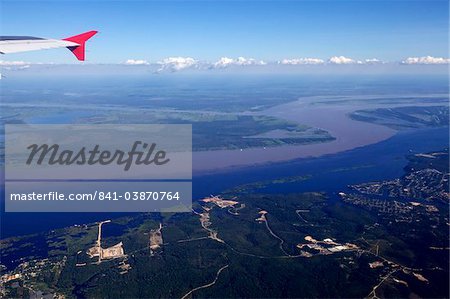 View over the water line, at the junction of Rio Negro and Rio Amazonia, Amazon, Brazil, South America