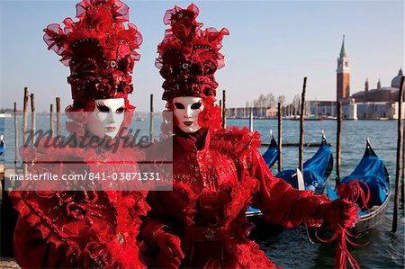 Costumes and masks during Venice Carnival, Venice, UNESCO World Heritage Site, Veneto, Italy, Europe