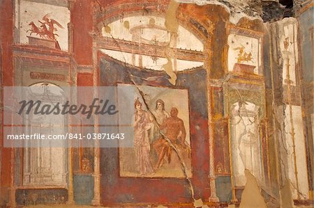 Hercules with Juno and Minerva fresco, Collegio degli Augustali (College of the Augustans), Herculaneum, UNESCO World Heritage Site, Campania, Italy, Europe