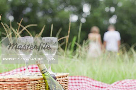 Gläser Wein bei Picknick