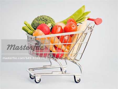 Vegetables in shopping cart