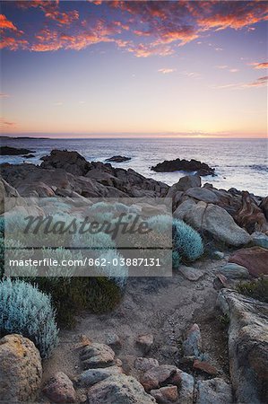 Roches de canal au coucher du soleil, le Parc National de Leeuwin Naturaliste, Yallingup, Margaret River, Australie-occidentale, Australie