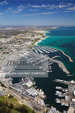 Luftaufnahme der Hafen von Fremantle, Perth, Western Australia, Australien