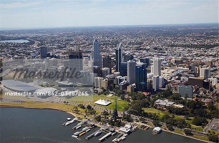 Vue aérienne du centre-ville de Perth, Western Australia, Australie