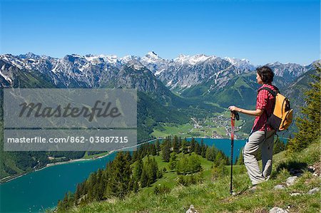 Hiking at Lake Achensee, Tyrol, Austria