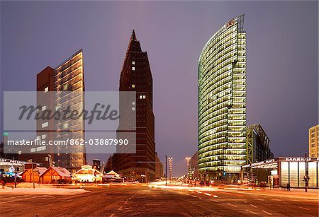 Potsdamer Platz, le nouveau Centre de Berlin, en hiver. Allemagne