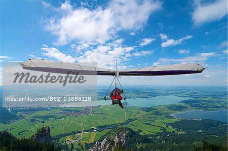 Paraglider at Tegelberg, Allgaeu, Bavaria, Germany