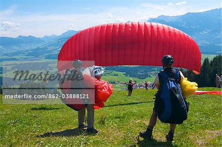 Paragliding, Bolsterlang, Allgaeu, Bavaria, Germany