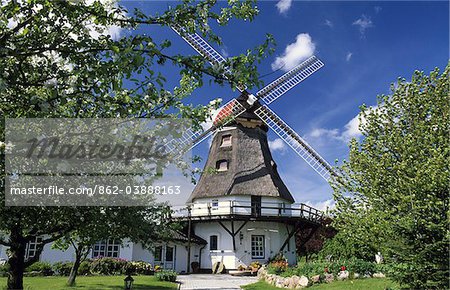 Windmill in Grödersby, Schleswig-Holstein, Germany