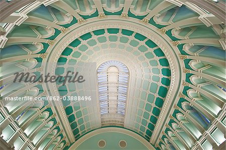 Irlande, Dublin 2, rue Kldare, National Library of Ireland, plafond de détail de la salle de lecture principale.