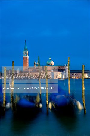 Gondolas & San Giorgio Maggiore, Venice, Veneto, Italy