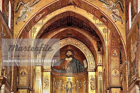 Mosaïques de la cathédrale, Monreale, Palerme, Sicile, Italie