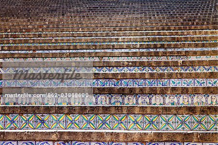 Marches en mosaïque en céramique, Caltagirone, Sicile, Italie